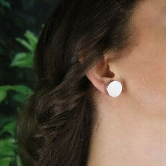 Sterling Silver Round Button Earrings Stud Post Earrings - Picture 3 of 9